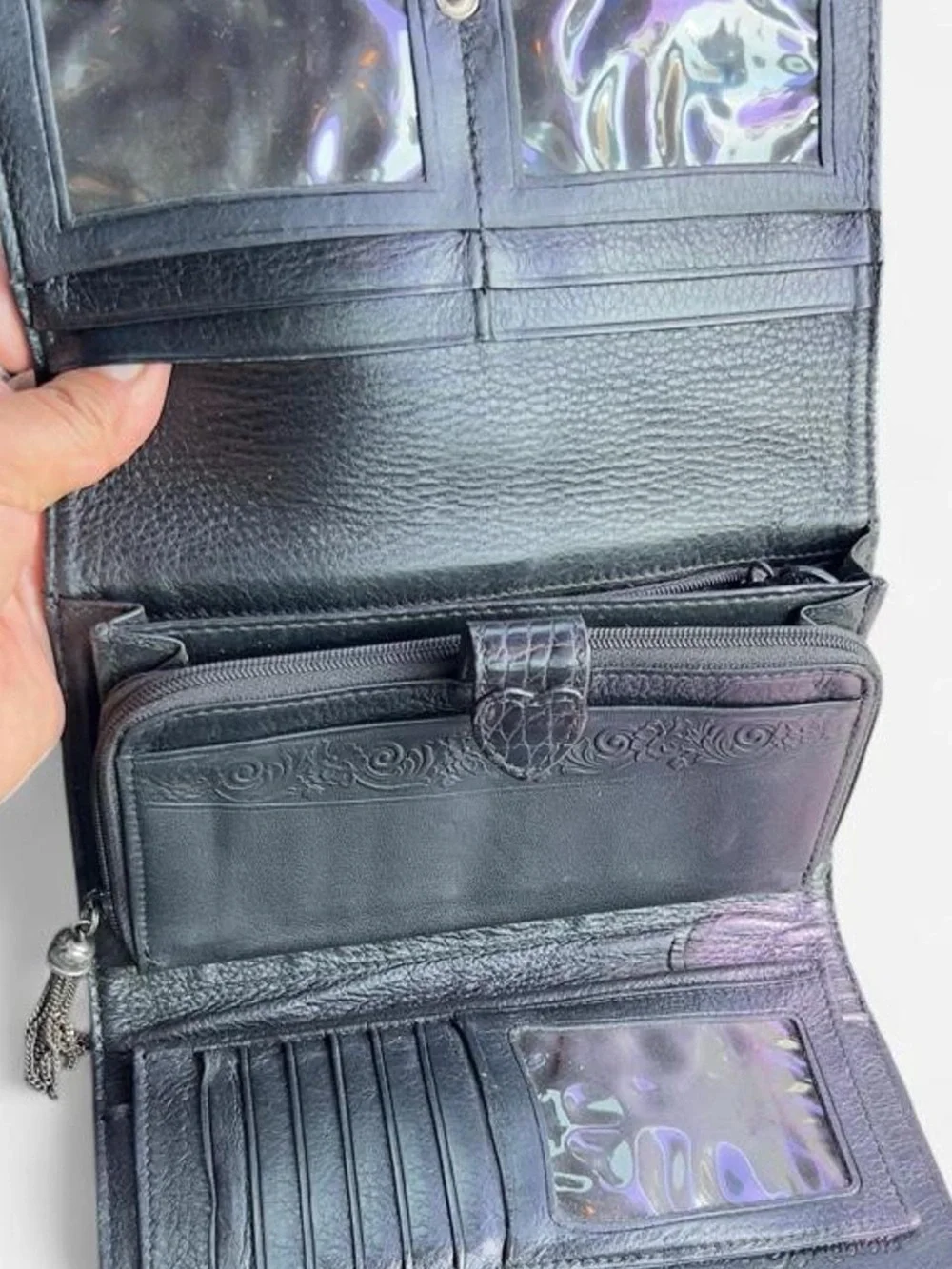 Brighton Black Wallet with Tassel and Buckle Detail